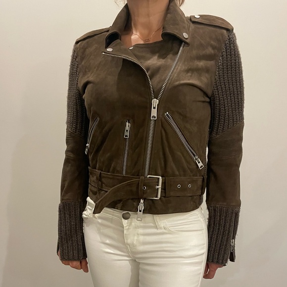 All Saints Jackets & Blazers - All Saints Brown Suede and Knit Leather Jacket